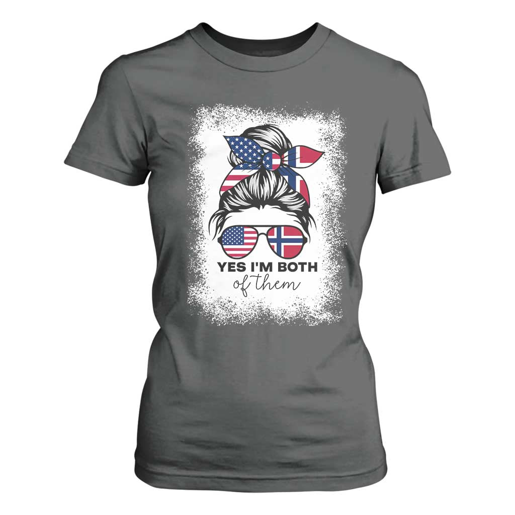 Yes I'm Both of Them Half Norwegian American T Shirt For Women TS14 Dark Heather Print Your Wear