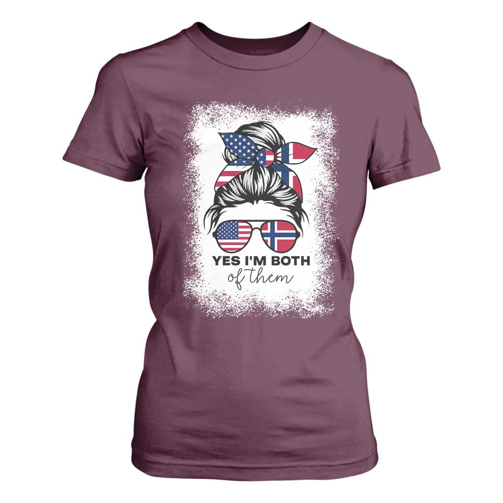 Yes I'm Both of Them Half Norwegian American T Shirt For Women TS14 Maroon Print Your Wear