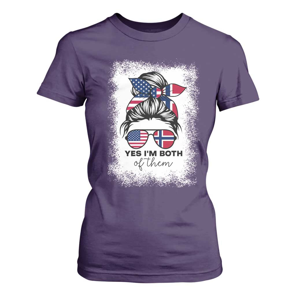 Yes I'm Both of Them Half Norwegian American T Shirt For Women TS14 Purple Print Your Wear