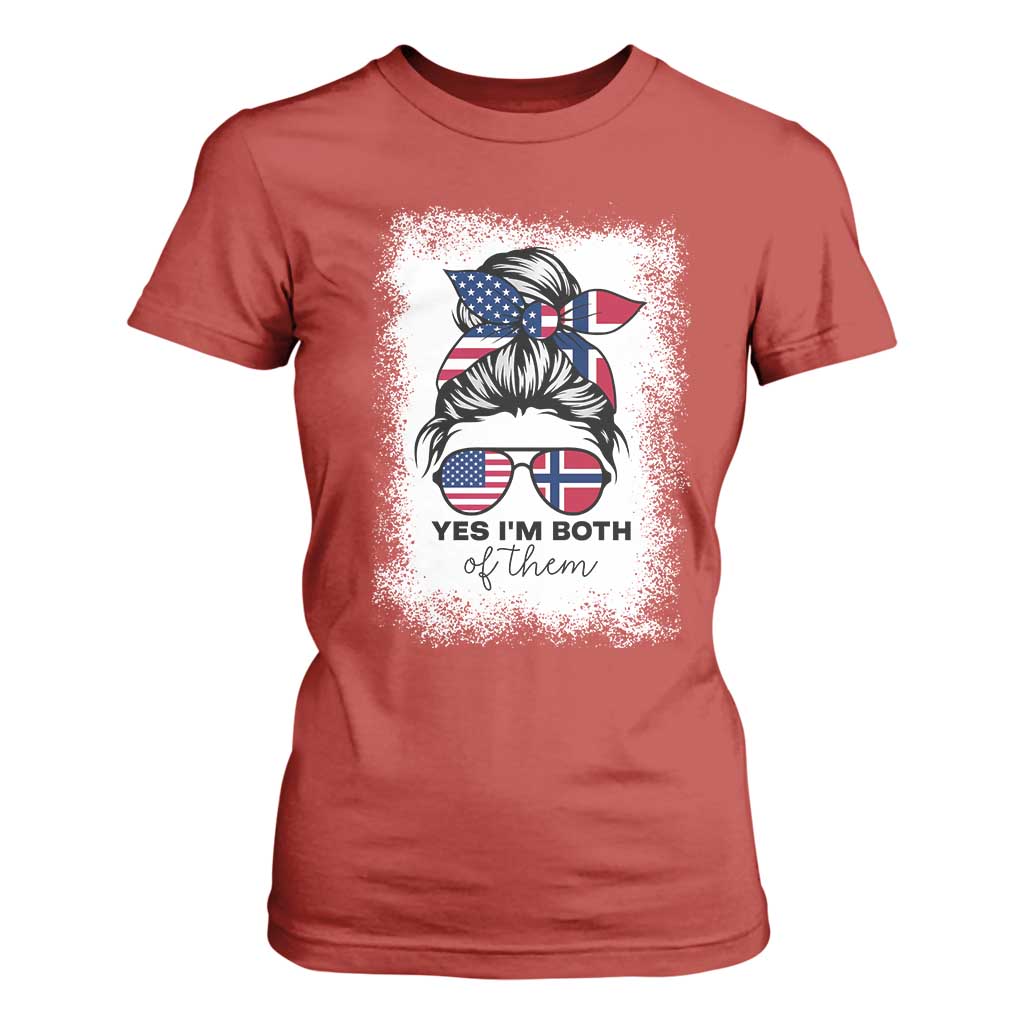 Yes I'm Both of Them Half Norwegian American T Shirt For Women TS14 Red Print Your Wear