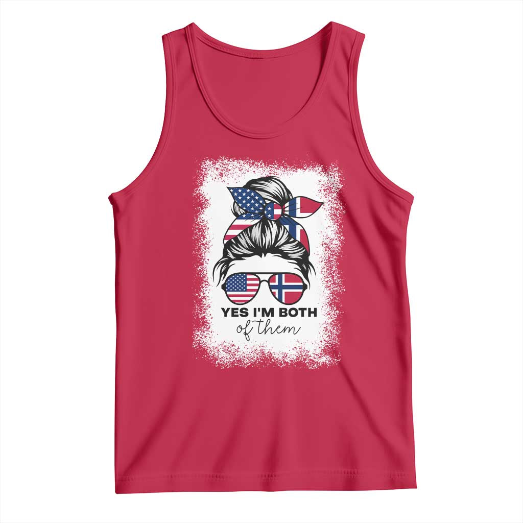 Yes I'm Both of Them Half Norwegian American Tank Top TS14 Red Print Your Wear