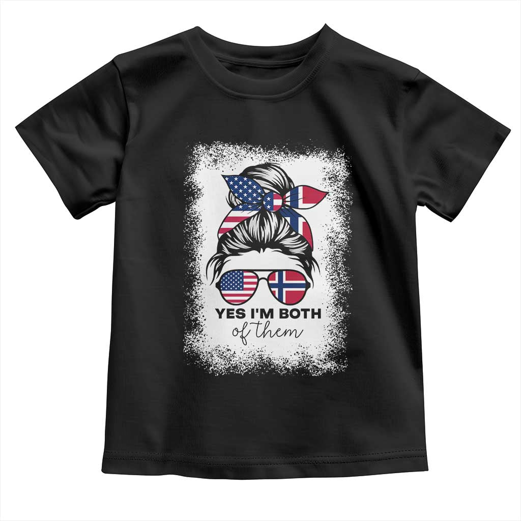 Yes I'm Both of Them Half Norwegian American Toddler T Shirt TS14 Black Print Your Wear