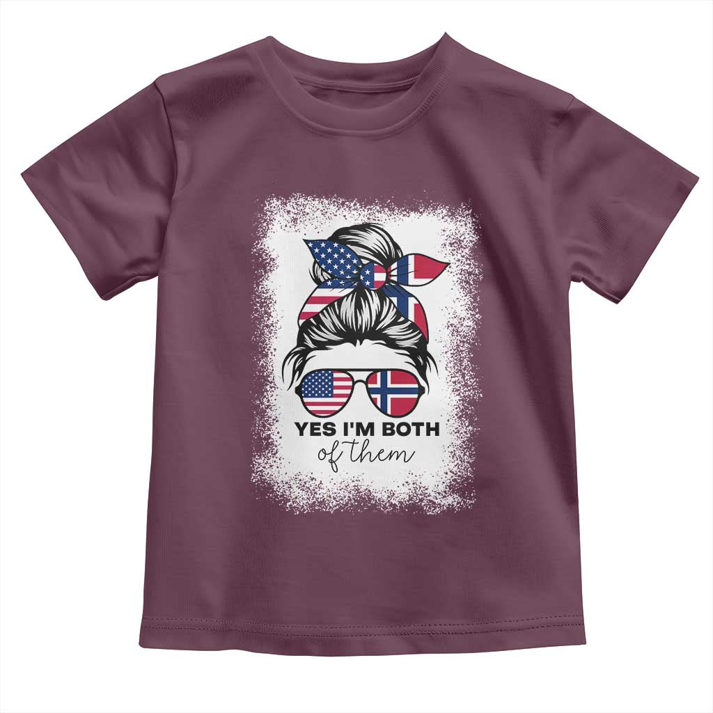 Yes I'm Both of Them Half Norwegian American Toddler T Shirt TS14 Maroon Print Your Wear