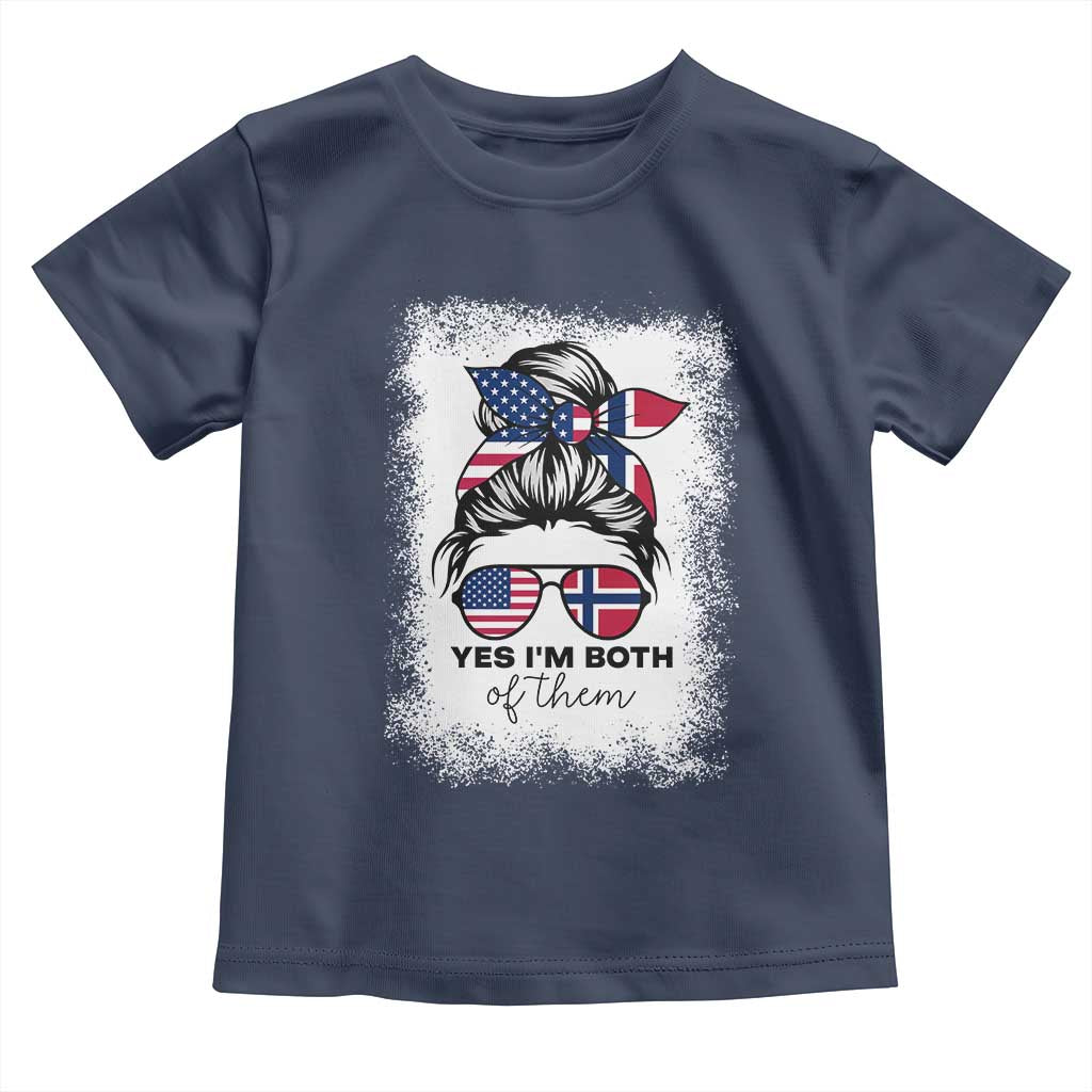 Yes I'm Both of Them Half Norwegian American Toddler T Shirt TS14 Navy Print Your Wear