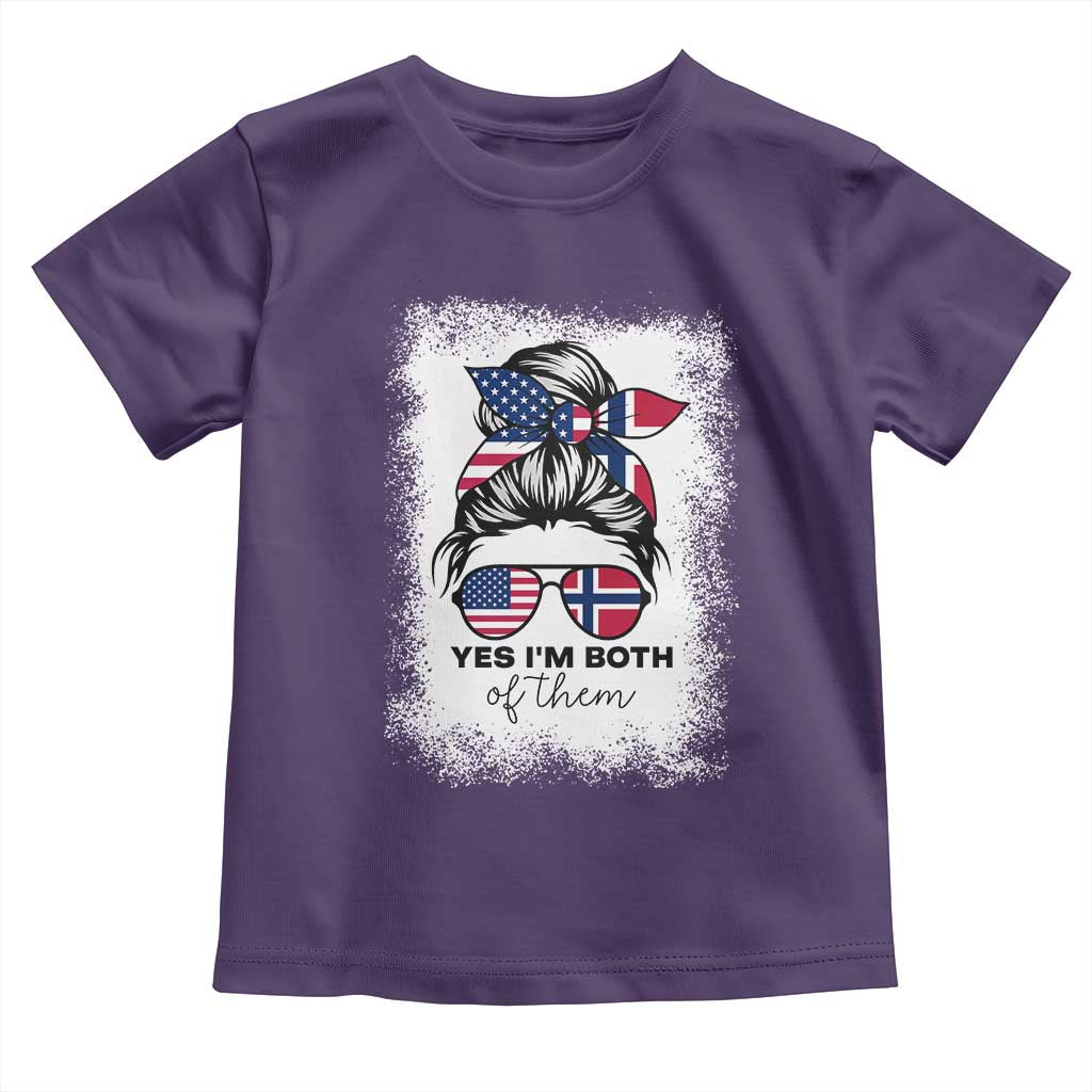 Yes I'm Both of Them Half Norwegian American Toddler T Shirt TS14 Purple Print Your Wear