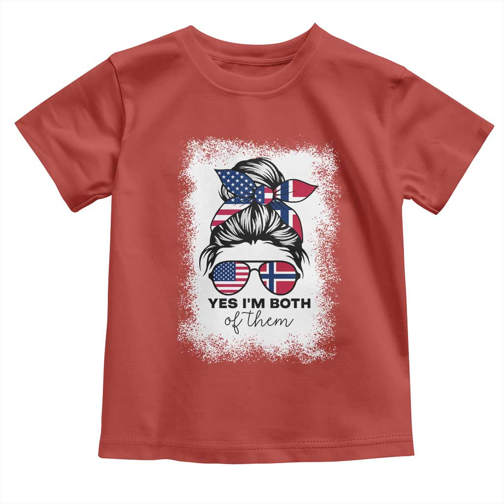 Yes I'm Both of Them Half Norwegian American Toddler T Shirt TS14 Red Print Your Wear