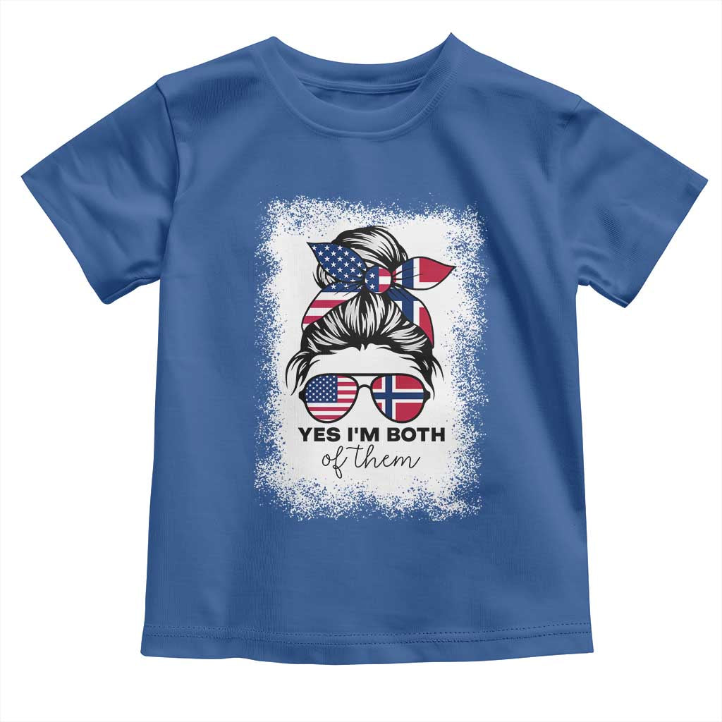 Yes I'm Both of Them Half Norwegian American Toddler T Shirt TS14 Royal Blue Print Your Wear