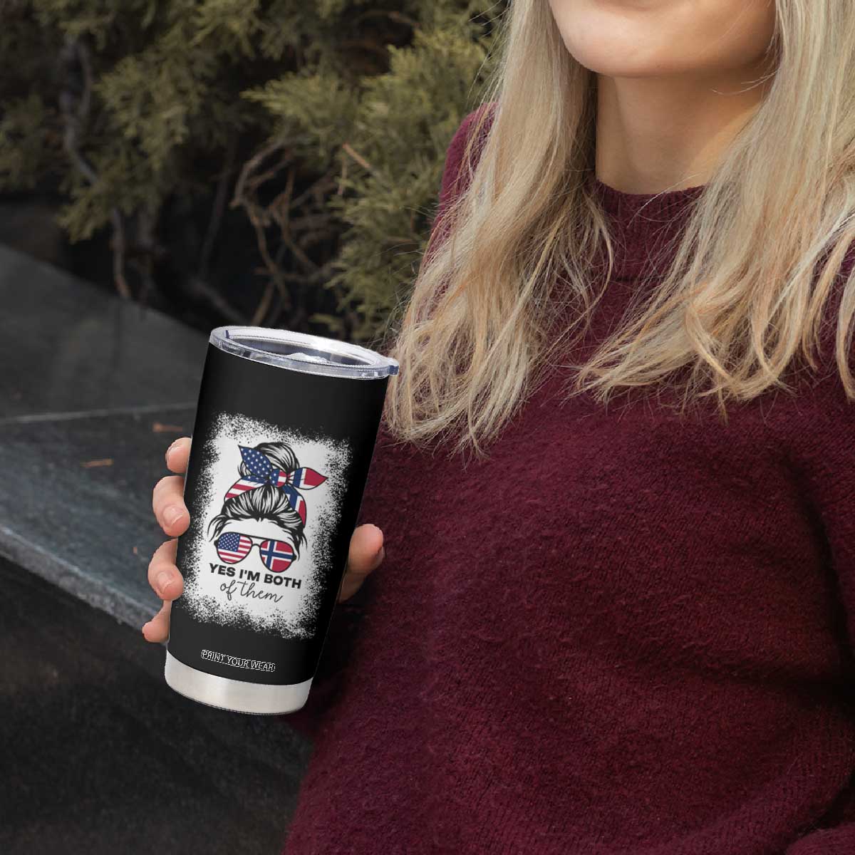 Yes I'm Both of Them Half Norwegian American Tumbler Cup TS14 Print Your Wear