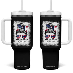 Yes I'm Both of Them Half Norwegian American Tumbler With Handle TS14 One Size: 40 oz Black Print Your Wear
