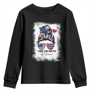 Yes I'm Both of Them Half Norwegian American Youth Sweatshirt TS14 Black Print Your Wear