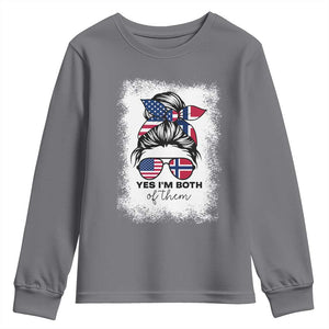 Yes I'm Both of Them Half Norwegian American Youth Sweatshirt TS14 Charcoal Print Your Wear