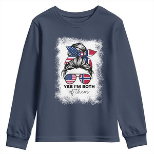 Yes I'm Both of Them Half Norwegian American Youth Sweatshirt TS14 Navy Print Your Wear