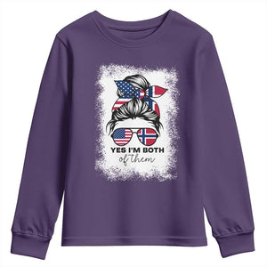 Yes I'm Both of Them Half Norwegian American Youth Sweatshirt TS14 Purple Print Your Wear