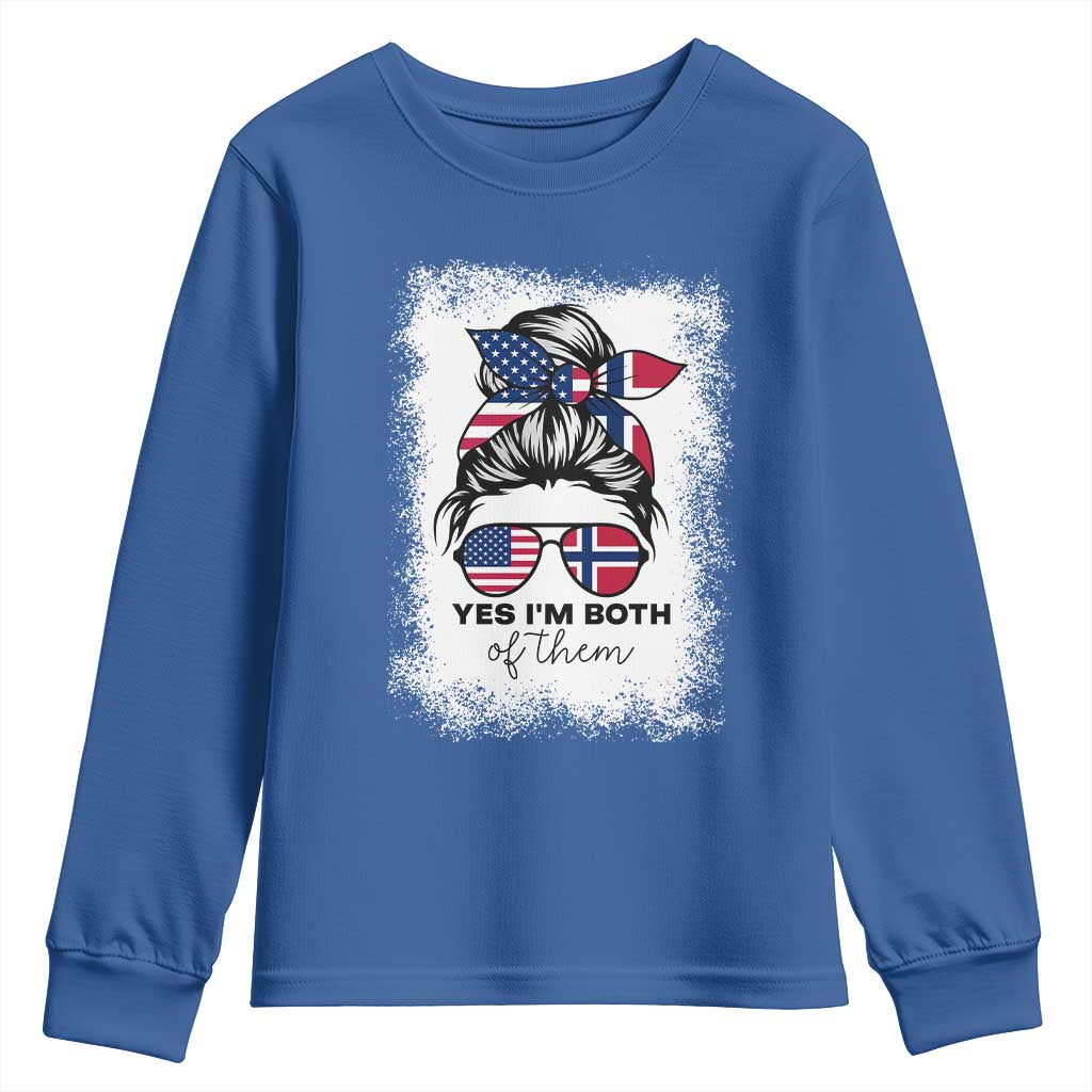 Yes I'm Both of Them Half Norwegian American Youth Sweatshirt TS14 Royal Blue Print Your Wear