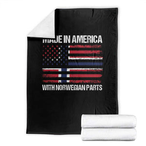 Made in America with Norwegian Parts Throw Blanket Half American Flag USA Norway Pride TS14 Black Print Your Wear