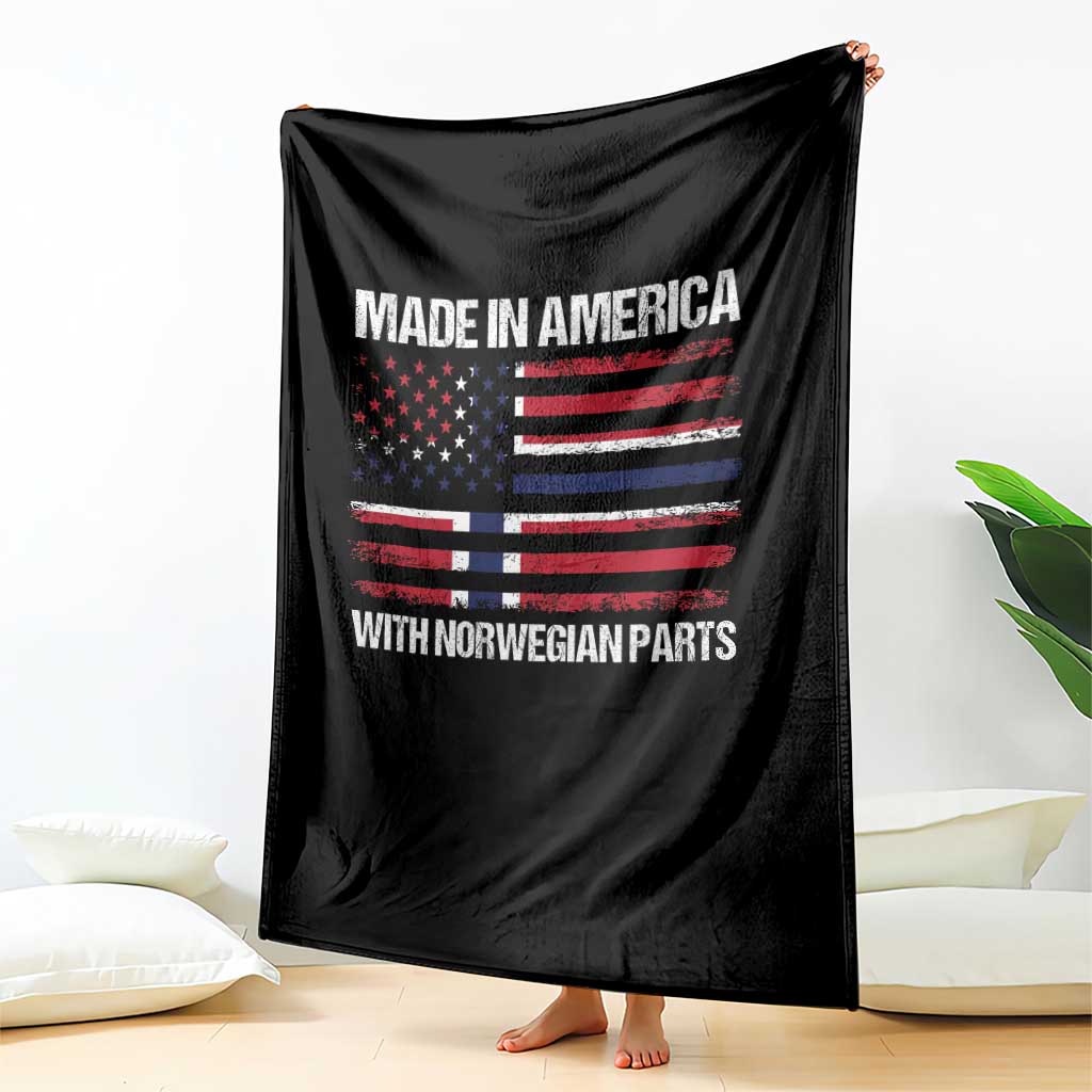 Made in America with Norwegian Parts Throw Blanket Half American Flag USA Norway Pride TS14 Print Your Wear