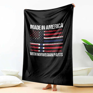 Made in America with Norwegian Parts Throw Blanket Half American Flag USA Norway Pride TS14 Print Your Wear