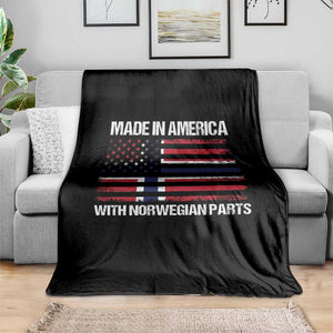 Made in America with Norwegian Parts Throw Blanket Half American Flag USA Norway Pride TS14 Print Your Wear