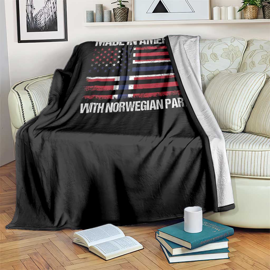 Made in America with Norwegian Parts Throw Blanket Half American Flag USA Norway Pride TS14 Print Your Wear