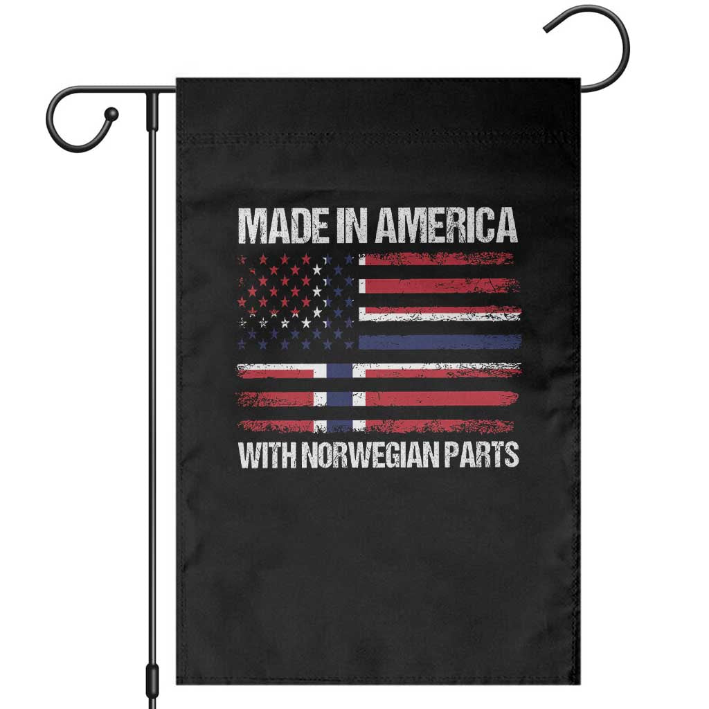 Made in America with Norwegian Parts Garden Flag Half American Flag USA Norway Pride TS14 Black Print Your Wear