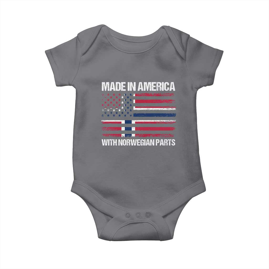 Made in America with Norwegian Parts Baby Onesie Half American Flag USA Norway Pride TS14 Charcoal Print Your Wear