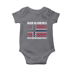 Made in America with Norwegian Parts Baby Onesie Half American Flag USA Norway Pride TS14 Charcoal Print Your Wear