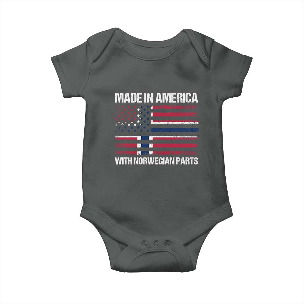 Made in America with Norwegian Parts Baby Onesie Half American Flag USA Norway Pride TS14 Dark Heather Print Your Wear