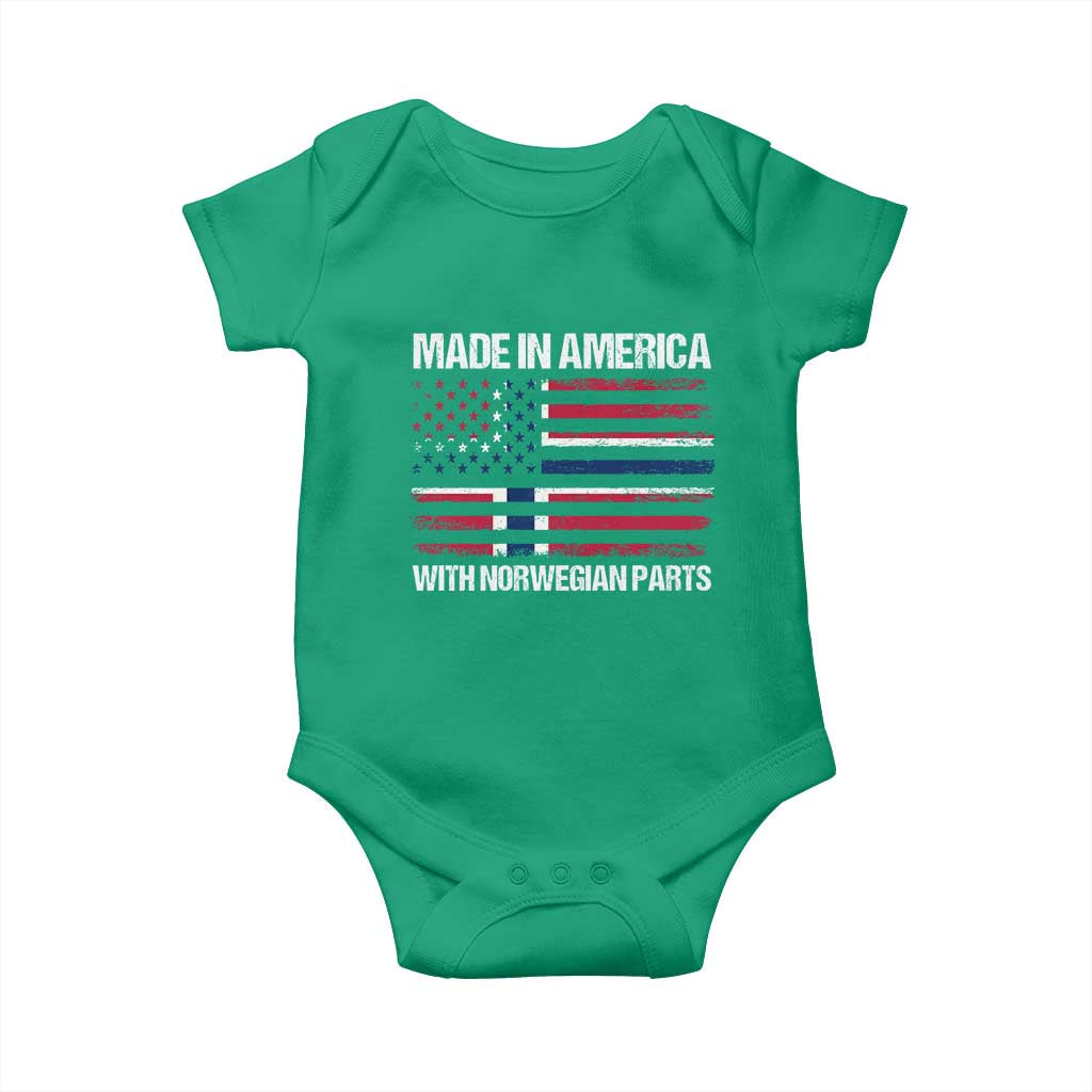 Made in America with Norwegian Parts Baby Onesie Half American Flag USA Norway Pride TS14 Irish Green Print Your Wear