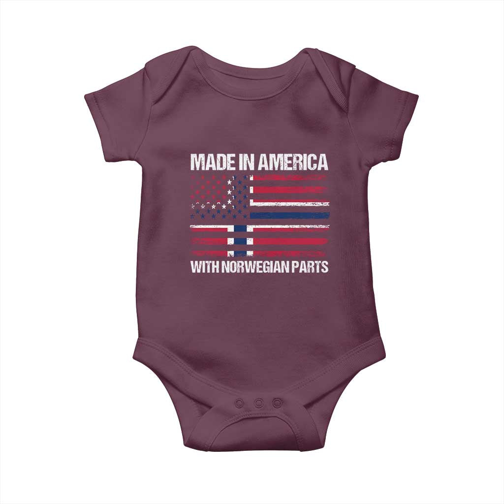 Made in America with Norwegian Parts Baby Onesie Half American Flag USA Norway Pride TS14 Maroon Print Your Wear