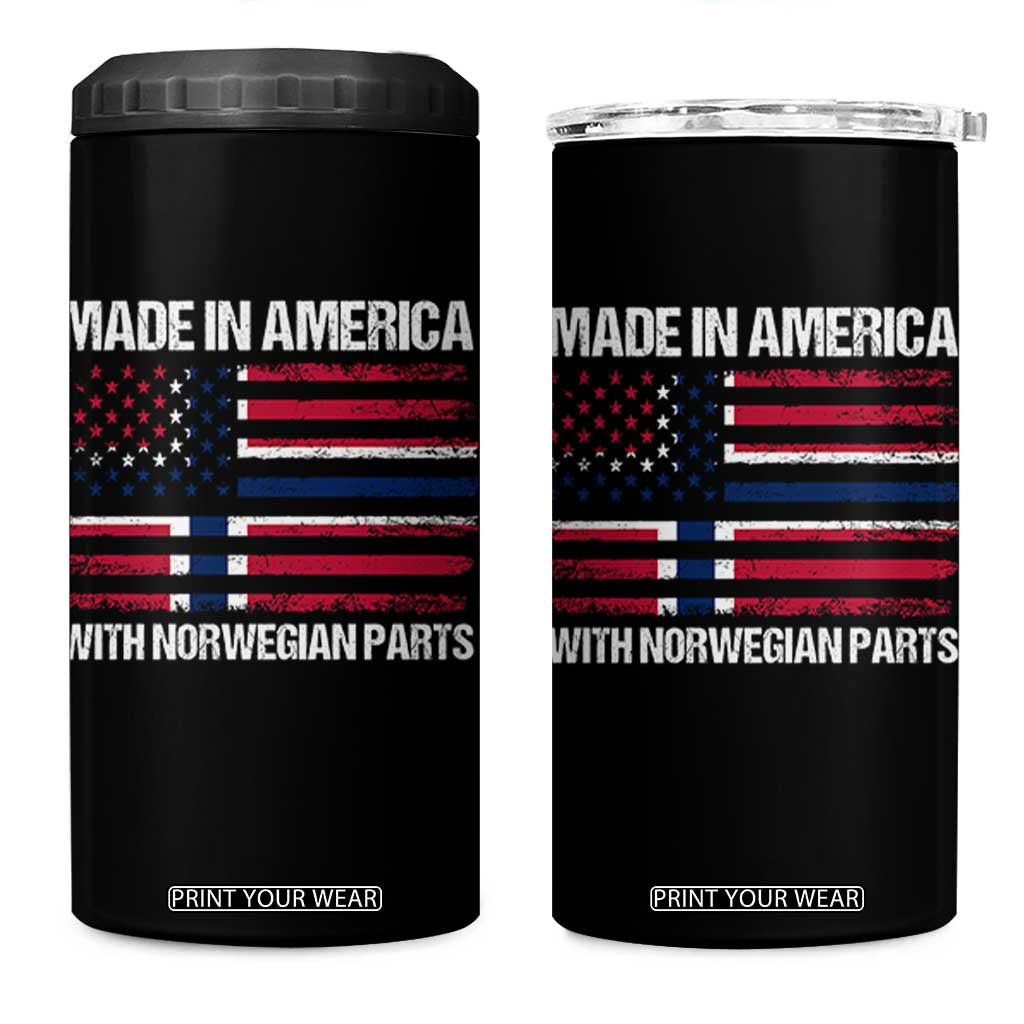 Made in America with Norwegian Parts 4 in 1 Can Cooler Tumbler Half American Flag USA Norway Pride TS14 One Size: 16 oz Black Print Your Wear