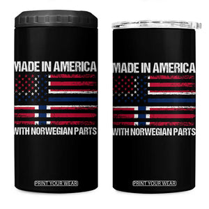 Made in America with Norwegian Parts 4 in 1 Can Cooler Tumbler Half American Flag USA Norway Pride TS14 One Size: 16 oz Black Print Your Wear
