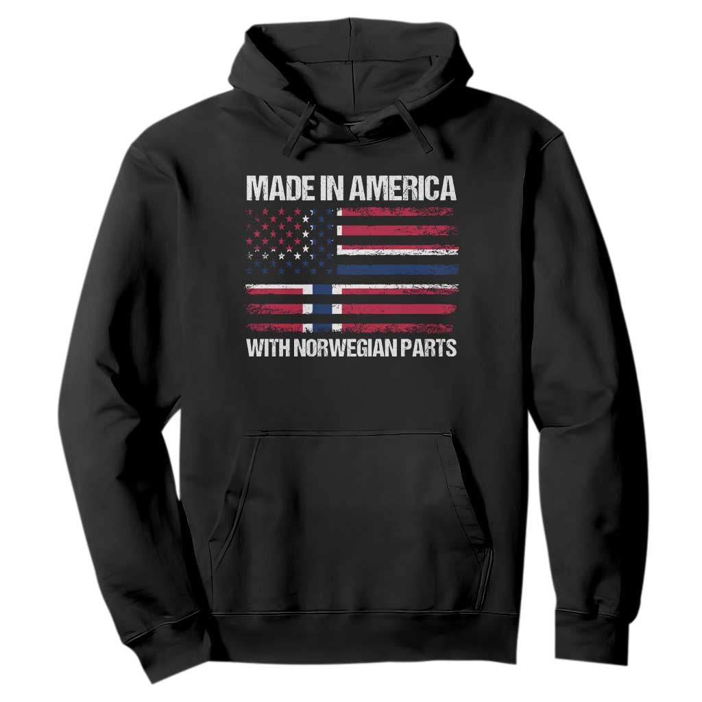 Made in America with Norwegian Parts Hoodie Half American Flag USA Norway Pride TS14 Black Print Your Wear