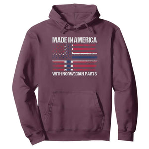 Made in America with Norwegian Parts Hoodie Half American Flag USA Norway Pride TS14 Maroon Print Your Wear
