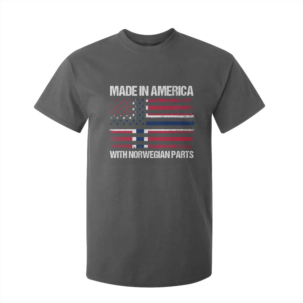 Made in America with Norwegian Parts T Shirt For Kid Half American Flag USA Norway Pride TS14 Dark Heather Print Your Wear