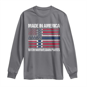 Made in America with Norwegian Parts Long Sleeve Shirt Half American Flag USA Norway Pride TS14 Charcoal Print Your Wear