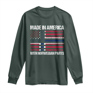 Made in America with Norwegian Parts Long Sleeve Shirt Half American Flag USA Norway Pride TS14 Dark Forest Green Print Your Wear