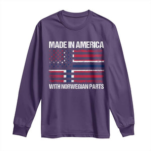 Made in America with Norwegian Parts Long Sleeve Shirt Half American Flag USA Norway Pride TS14 Purple Print Your Wear
