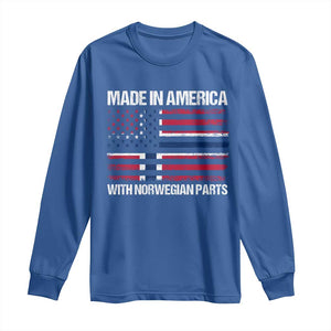 Made in America with Norwegian Parts Long Sleeve Shirt Half American Flag USA Norway Pride TS14 Royal Blue Print Your Wear