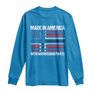 Made in America with Norwegian Parts Long Sleeve Shirt Half American Flag USA Norway Pride TS14 Sapphire Print Your Wear