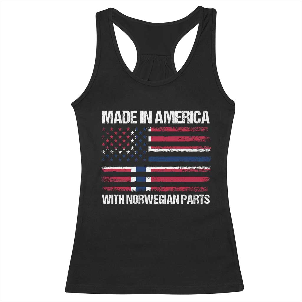 Made in America with Norwegian Parts Racerback Tank Top Half American Flag USA Norway Pride TS14 Black Print Your Wear