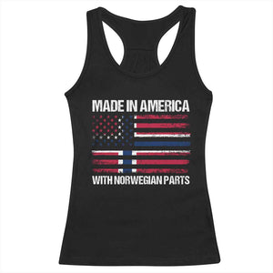 Made in America with Norwegian Parts Racerback Tank Top Half American Flag USA Norway Pride TS14 Black Print Your Wear