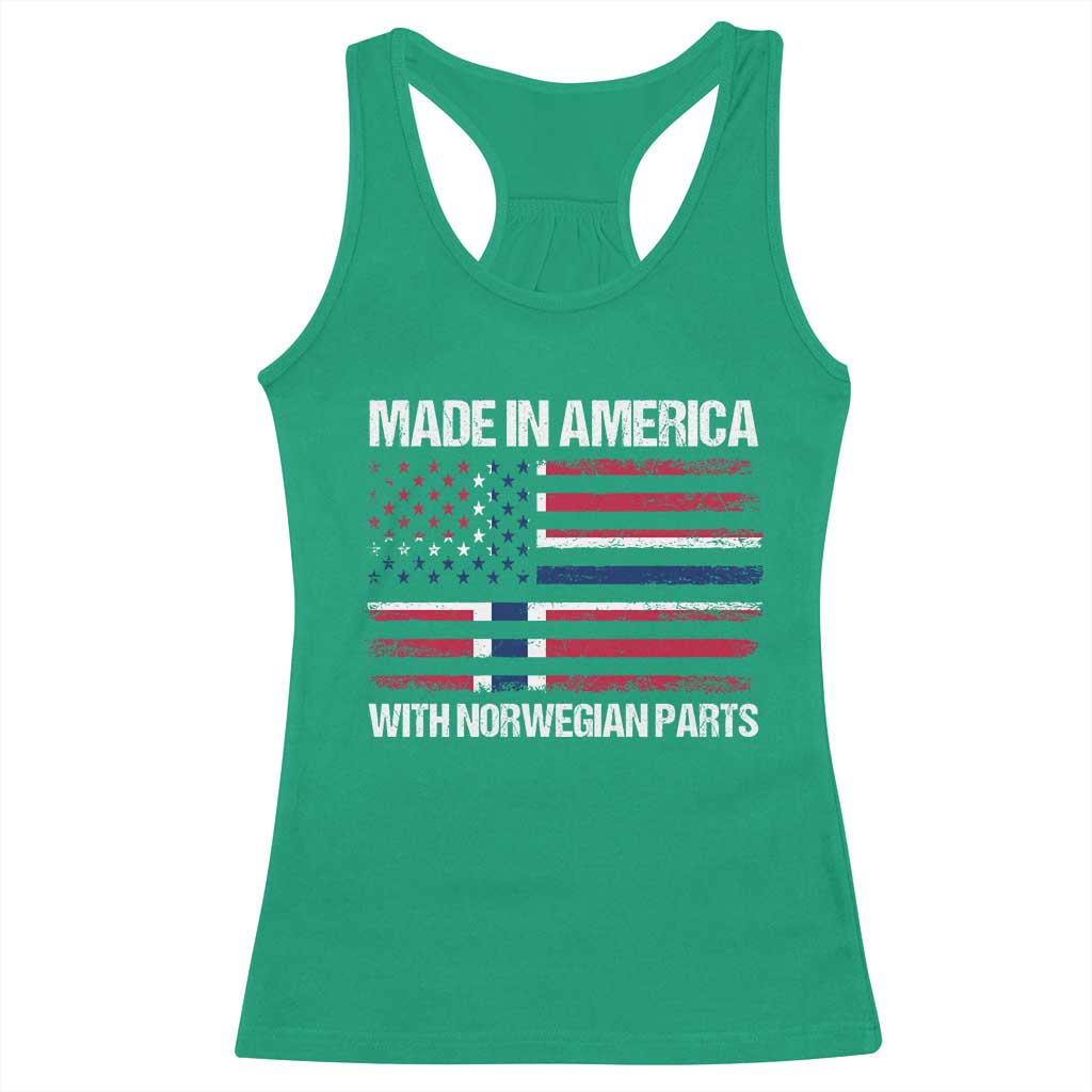 Made in America with Norwegian Parts Racerback Tank Top Half American Flag USA Norway Pride TS14 Irish Green Print Your Wear