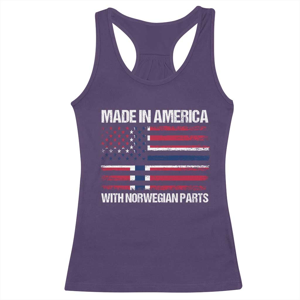 Made in America with Norwegian Parts Racerback Tank Top Half American Flag USA Norway Pride TS14 Purple Print Your Wear