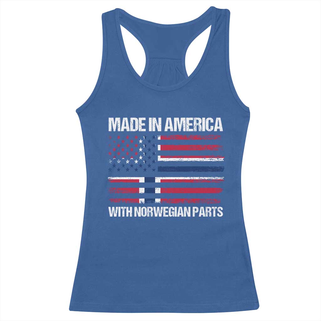 Made in America with Norwegian Parts Racerback Tank Top Half American Flag USA Norway Pride TS14 Royal Blue Print Your Wear