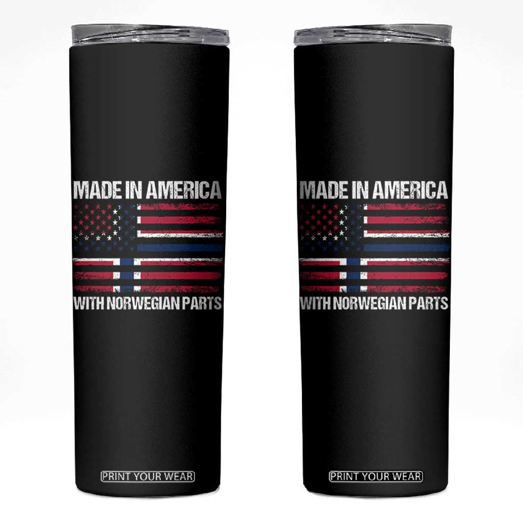 Made in America with Norwegian Parts Skinny Tumbler Half American Flag USA Norway Pride TS14 Black Print Your Wear