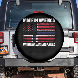 Made in America with Norwegian Parts Spare Tire Cover Half American Flag USA Norway Pride TS14 No hole Black Print Your Wear