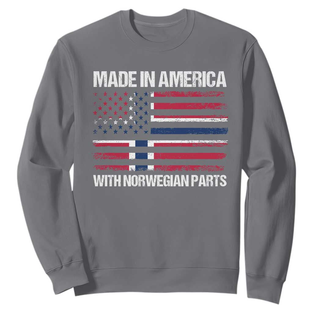 Made in America with Norwegian Parts Sweatshirt Half American Flag USA Norway Pride TS14 Charcoal Print Your Wear