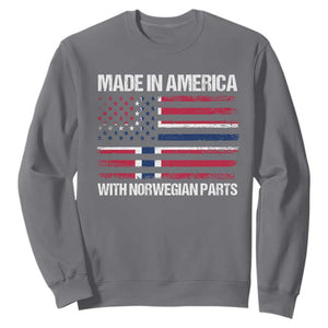 Made in America with Norwegian Parts Sweatshirt Half American Flag USA Norway Pride TS14 Charcoal Print Your Wear