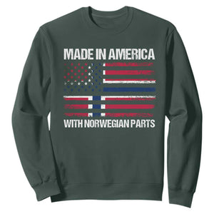 Made in America with Norwegian Parts Sweatshirt Half American Flag USA Norway Pride TS14 Dark Forest Green Print Your Wear