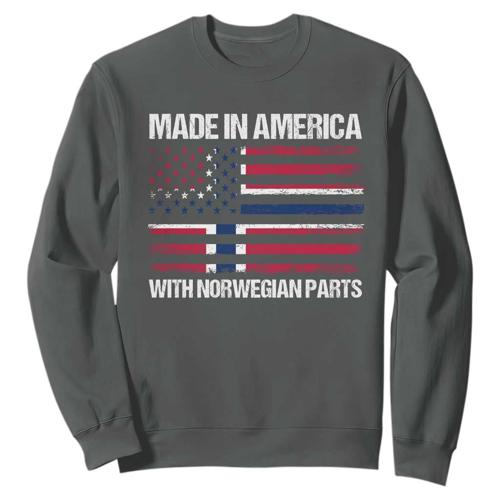 Made in America with Norwegian Parts Sweatshirt Half American Flag USA Norway Pride TS14 Dark Heather Print Your Wear